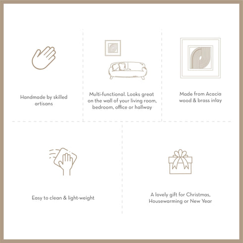 Contemporary Wooden Wall Decor With Brass Design